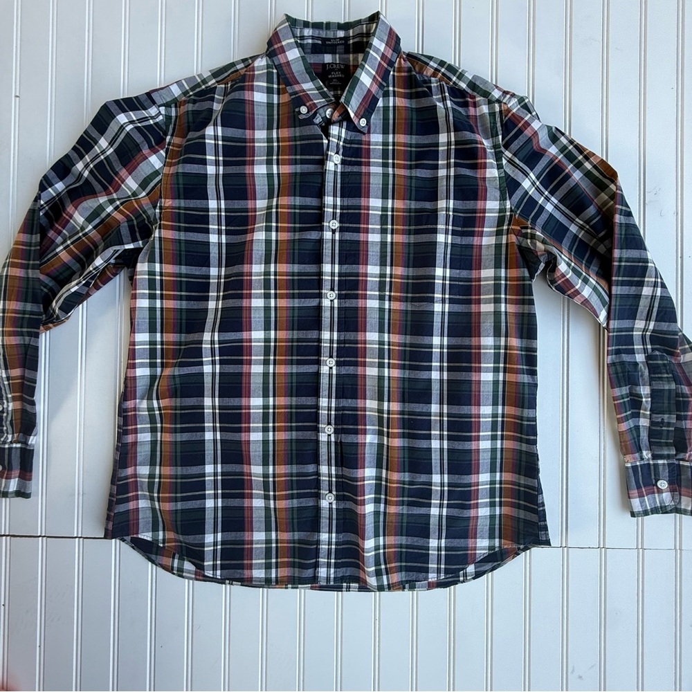 J. Crew Men's Colorful Plaid Button Down Shirt Slim Intucked